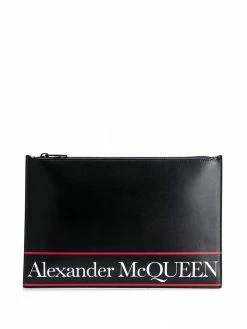 Alexander McQueen logo stripe clutch bag