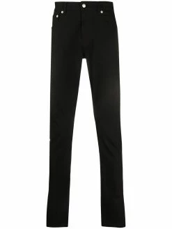 Alexander McQueen embroidered logo slim-fit jeans