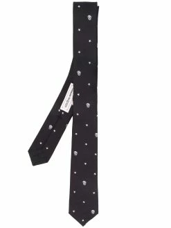Alexander McQueen skull-embroidered tie