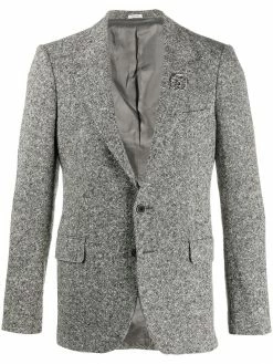 Alexander McQueen brooch-embellished single-breasted blazer