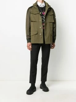 Alexander McQueen hooded logo patch military jacket