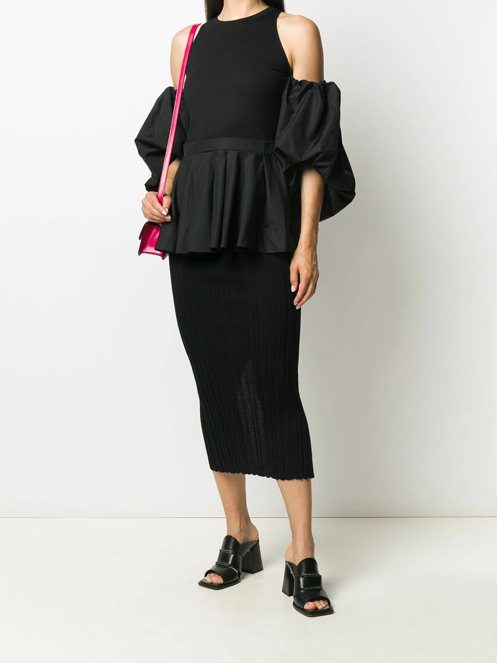 Alexander McQueen Cold shoulder peplum blouse 2 Alexander McQueen cold-shoulder peplum blouse