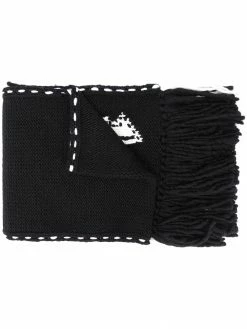 Alexander McQueen skull knit frayed edge scarf