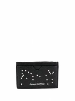Alexander McQueen crystal-embellished leather cardholder