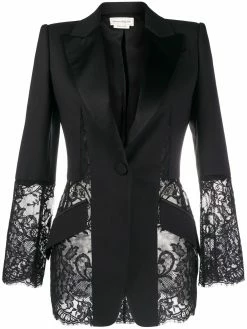 Alexander McQueen floral lace panel blazer