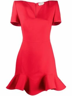 Alexander McQueen V-neck frilled hem dress