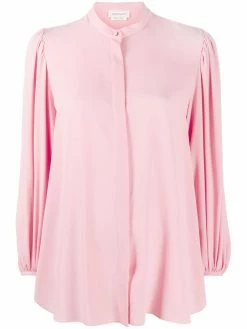 Alexander McQueen draped-sleeve collarless blouse