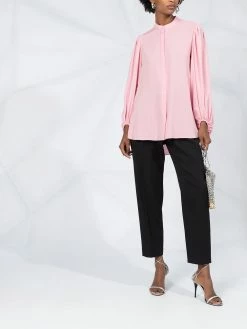 Alexander McQueen draped-sleeve collarless blouse