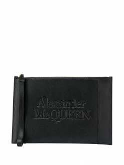 Alexander McQueen logo-embossed zip clutch