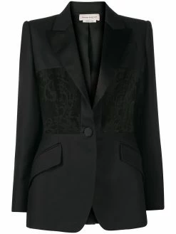 Alexander McQueen lace-panel blazer
