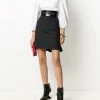 Alexander McQueen pinstripe back-ruffle wool skirt