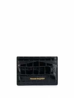 Alexander McQueen crocodile-embossed skull-stud cardholder