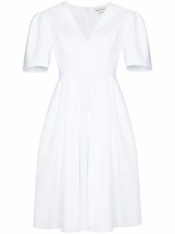 Alexander McQueen V-neck cotton midi dress