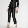 Alexander McQueen contrast stitching lambskin cropped trousers