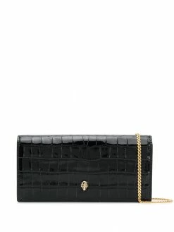 Alexander McQueen crinkled leather clutch bag