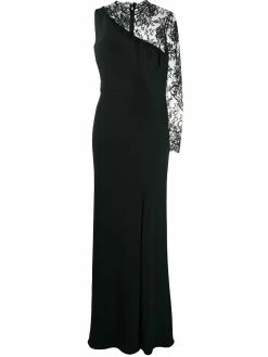 Alexander McQueen single lace sleeve evening dress