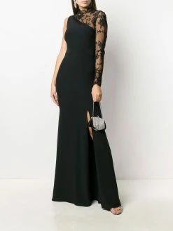 Alexander McQueen single lace sleeve evening dress