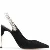 Alexander McQueen crystal-embellished slingback pumps