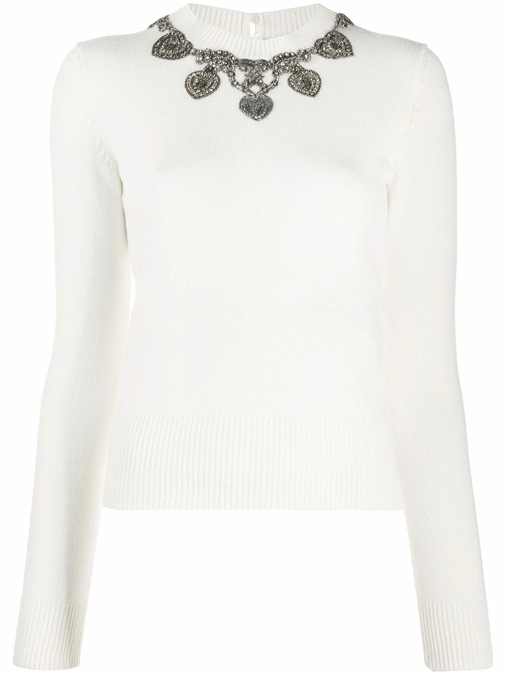 Alexander McQueen Crystal embellished crew neck jumper 1 Alexander McQueen crystal-embellished crew neck jumper