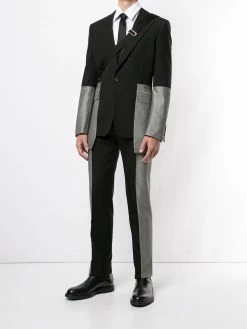 Alexander McQueen two-tone wool tailored trousers