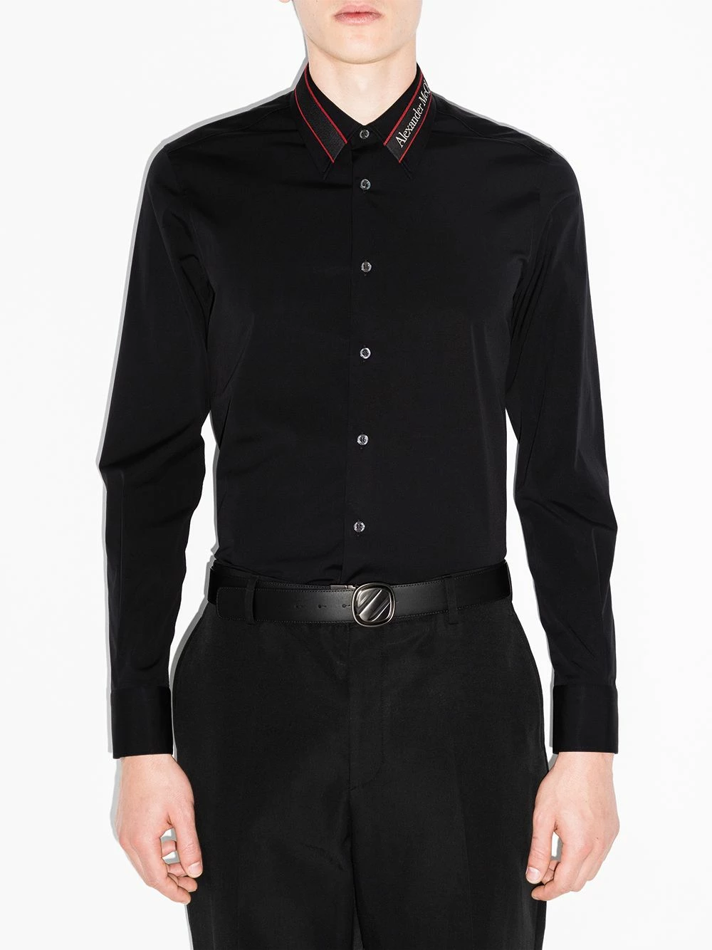 Alexander McQueen Long sleeved logo tape shirt 2 Alexander McQueen long-sleeved logo tape shirt