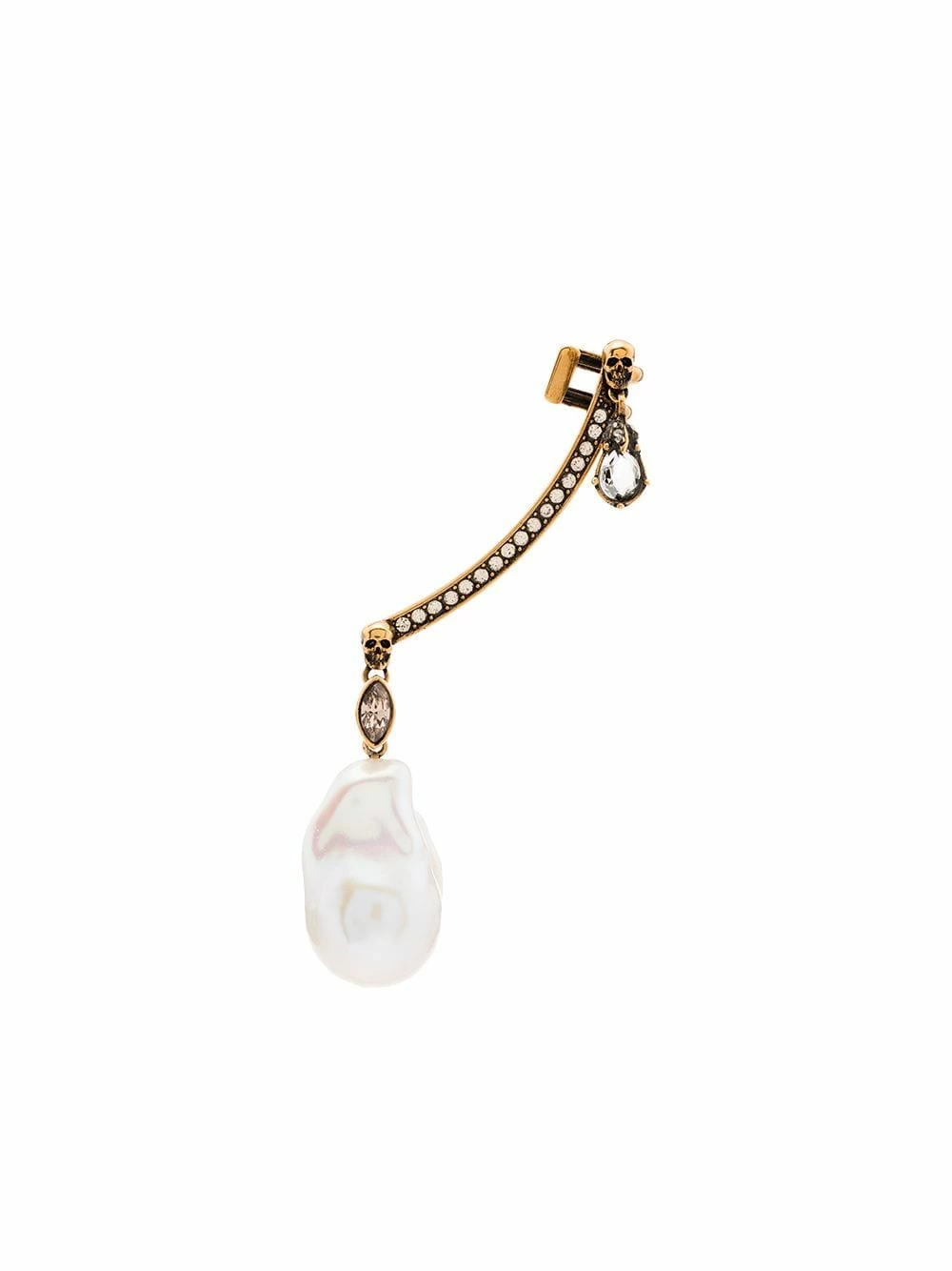Alexander McQueen Crystal embellishment pearl pendant ear cuff 1 Alexander McQueen crystal-embellishment pearl pendant ear cuff