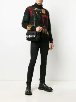 Alexander McQueen zipped logo-print shoulder bag