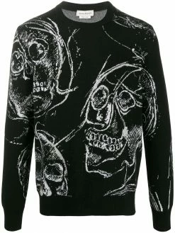 Alexander McQueen skull-print knitted jumper