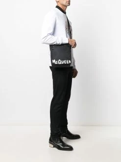 Alexander McQueen painted logo messenger bag