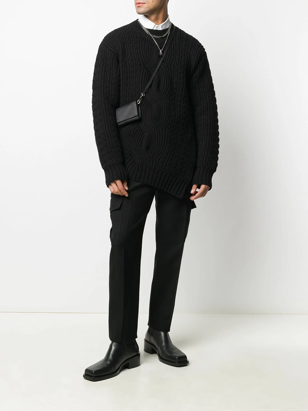 Alexander McQueen Asymmetric cable knit jumper 2 Alexander McQueen asymmetric cable-knit jumper