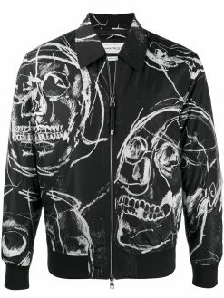 Alexander McQueen skull print zipped shirt jacket