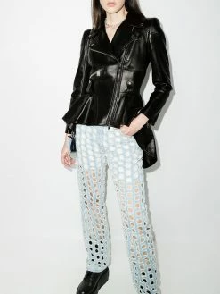 Alexander McQueen peplum-hem asymmetric biker jacket