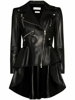 Alexander McQueen peplum-hem asymmetric biker jacket