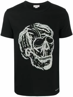 Alexander McQueen embroidered skull-print T-shirt