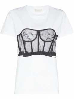 Alexander McQueen bustier-print crew-neck T-shirt