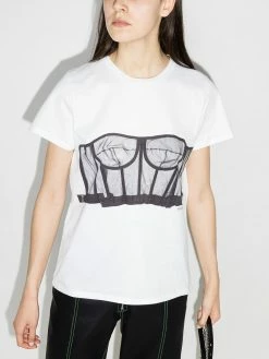 Alexander McQueen bustier-print crew-neck T-shirt