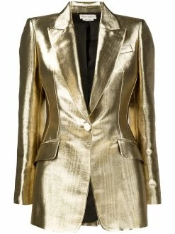 Alexander McQueen metallic-effect tailored blazer