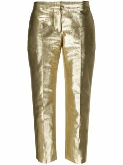 Alexander McQueen metallic-effect straight-leg trousers