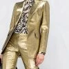 Alexander McQueen metallic-effect straight-leg trousers