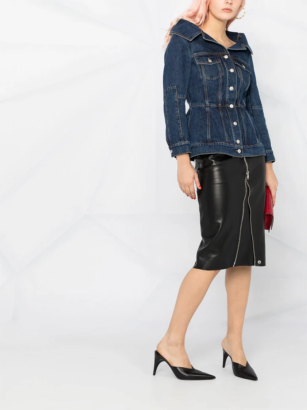 Alexander McQueen Wide collar denim jacket 2 Alexander McQueen wide-collar denim jacket