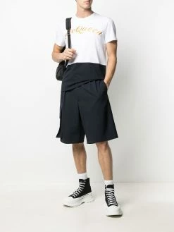 Alexander McQueen logo embroidered colour block T-shirt