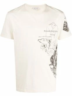 Alexander McQueen drawing print logo T-shirt