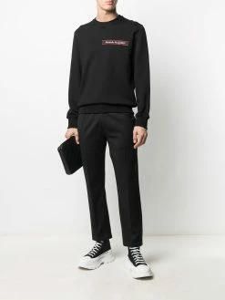 Alexander McQueen Selvedge logo-tape crew neck sweatshirt