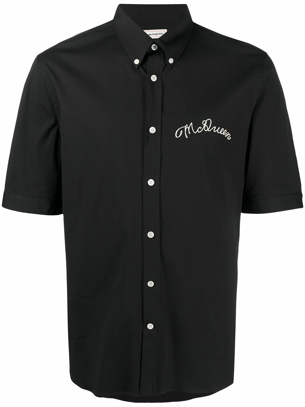 Alexander McQueen Logo embroidered button down shirt 1 Alexander McQueen logo-embroidered button-down shirt