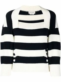 Alexander McQueen striped wool-cashmere top