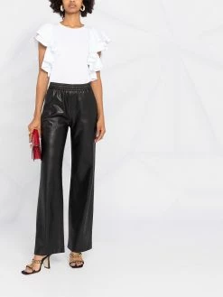 Alexander McQueen short ruffled sleeves cropped top