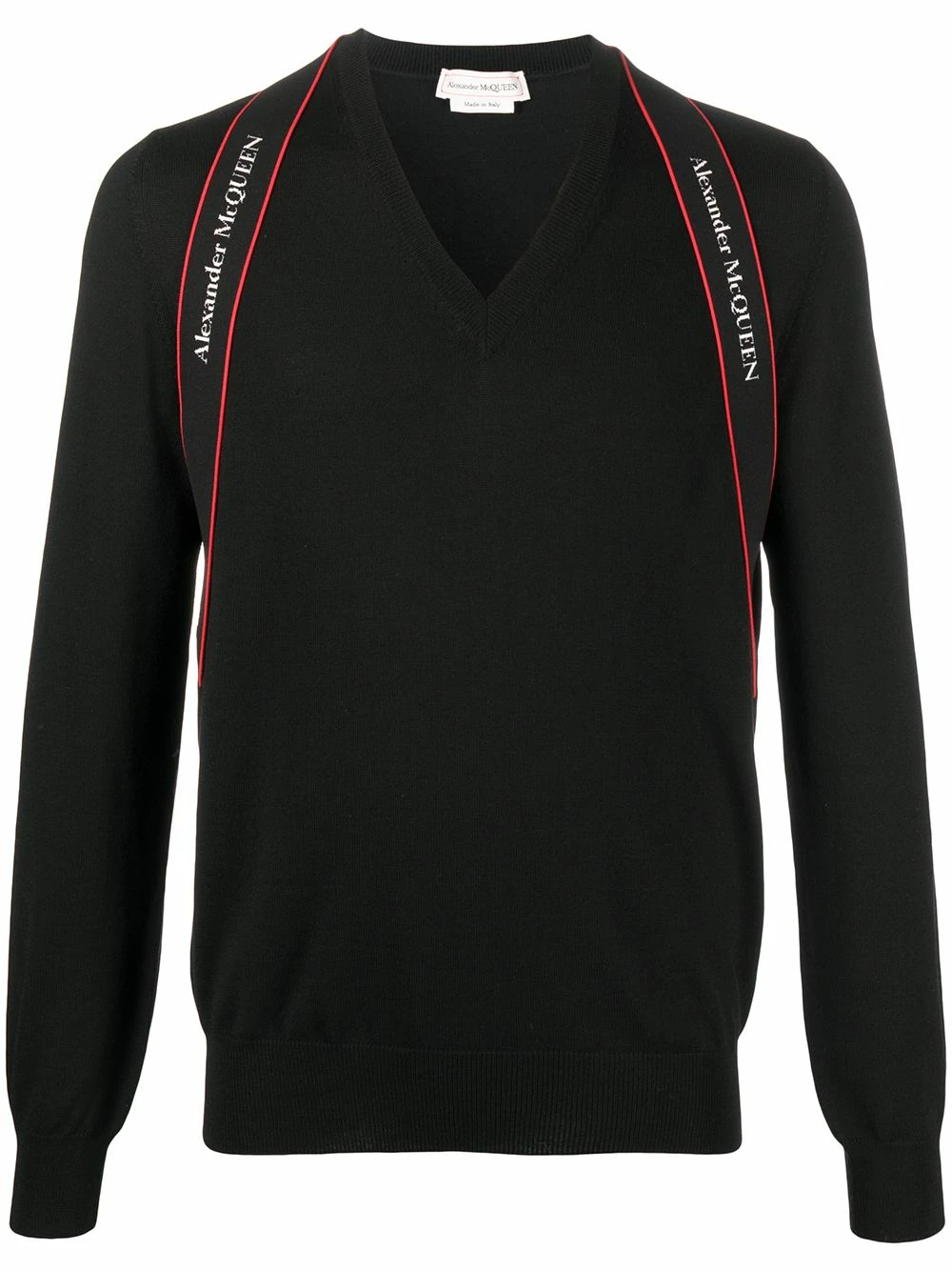 Alexander McQueen Logo strap V neck pullover 1 Alexander McQueen logo strap V-neck pullover