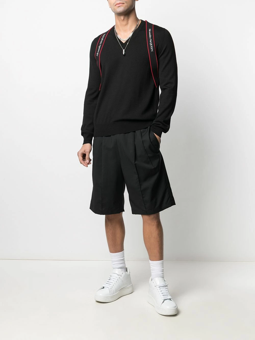 Alexander McQueen Logo strap V neck pullover 2 Alexander McQueen logo strap V-neck pullover