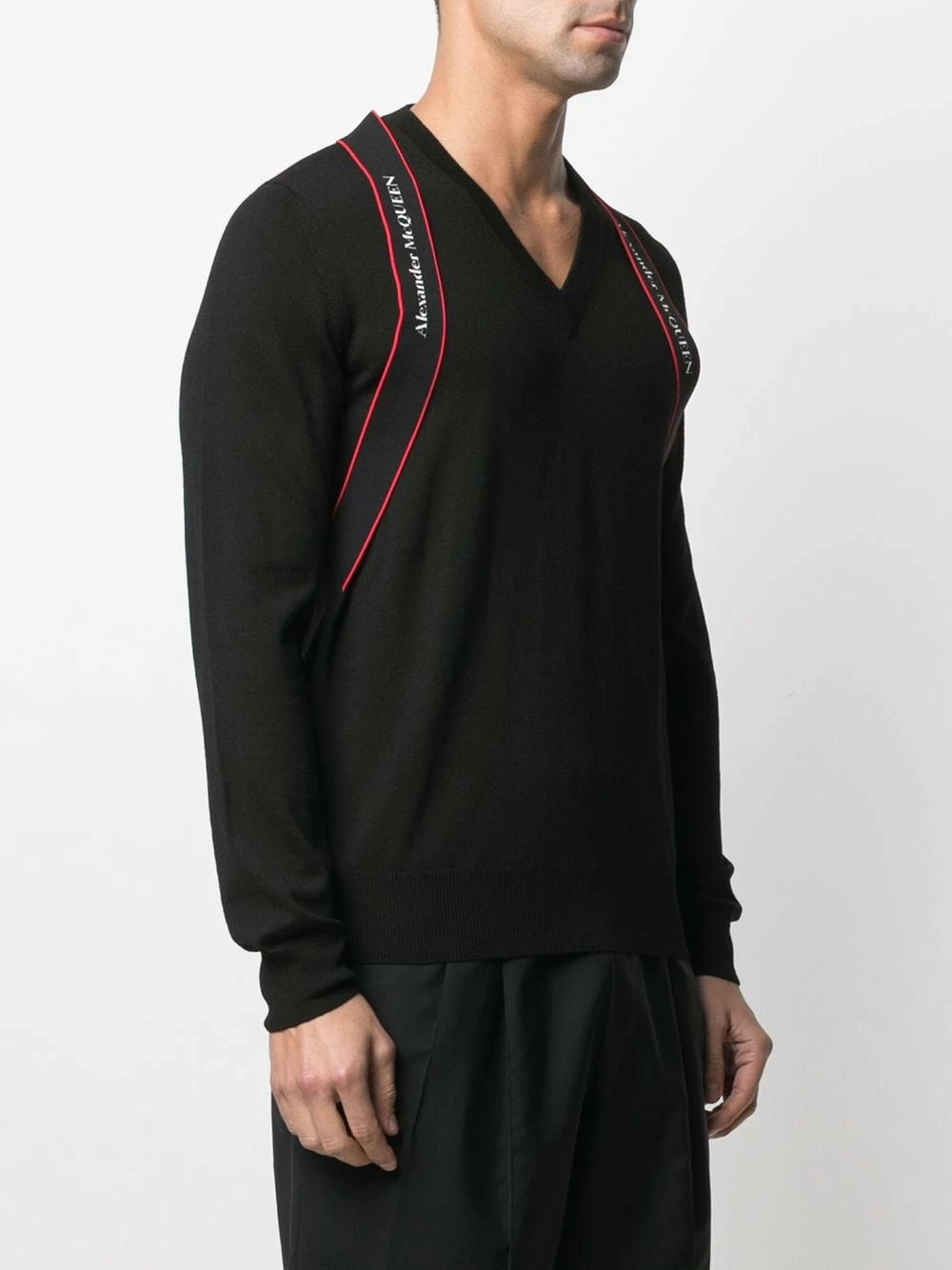 Alexander McQueen Logo strap V neck pullover 3 Alexander McQueen logo strap V-neck pullover