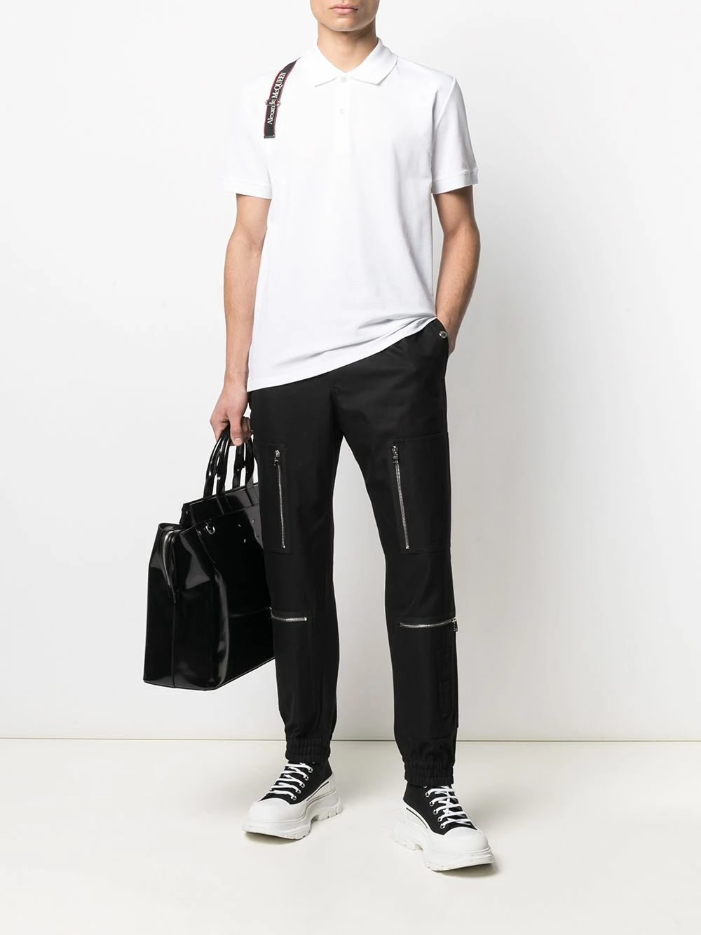 Alexander McQueen Logo harness polo shirt 2 Alexander McQueen logo harness polo shirt